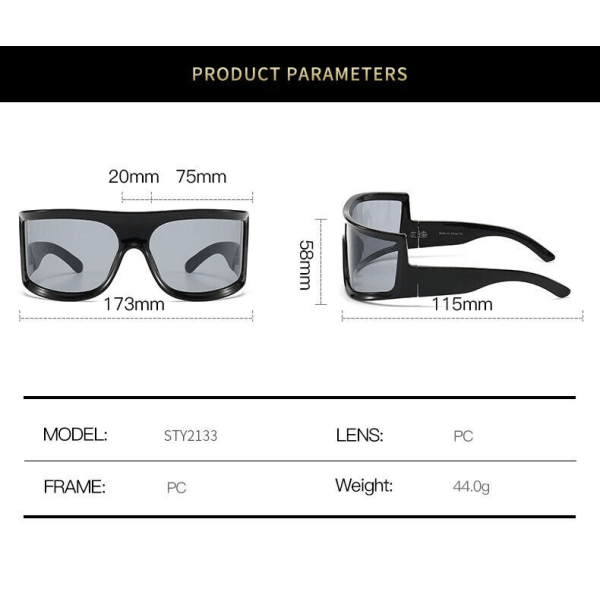 Unique Frame Oversized Sunglasses Women Men Brand Designer Shades Eyewear Mask F