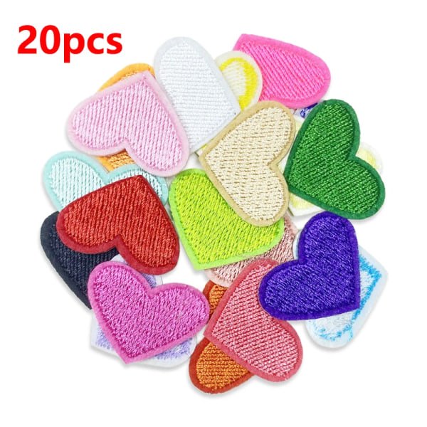 20pcs Patches Heart For Clothing Kids Iron On Lot Sew Parches Thermocollant Embroidered Bulk Pink Red Blue Black Cute Small Pack