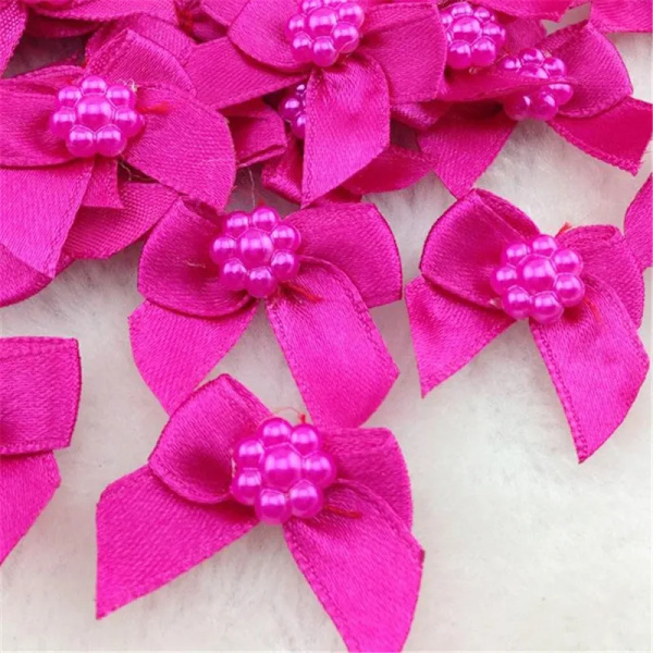 50pcs Mini Satin Ribbon Flowers Bows Gift Craft Wedding Decoration A262