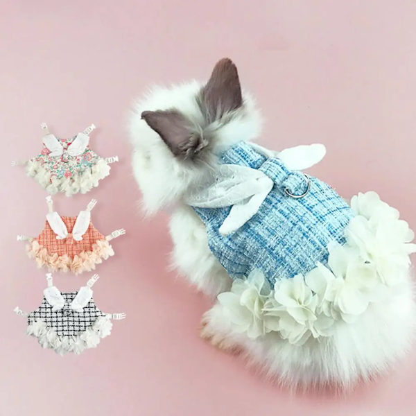 Rabbit Clothes with Leash Rope Prevent Break Free Fashion Bunny Guinea Pig Costume Outdoor Harness Pet Supplies