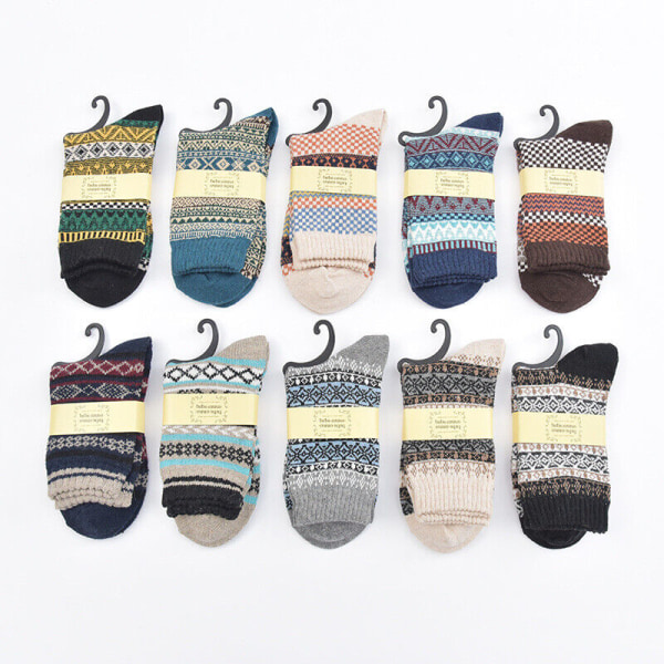 5 Pairs Men's Vintage Wool Thick Warm Casual Moisture Wicking Medium Tube Socks