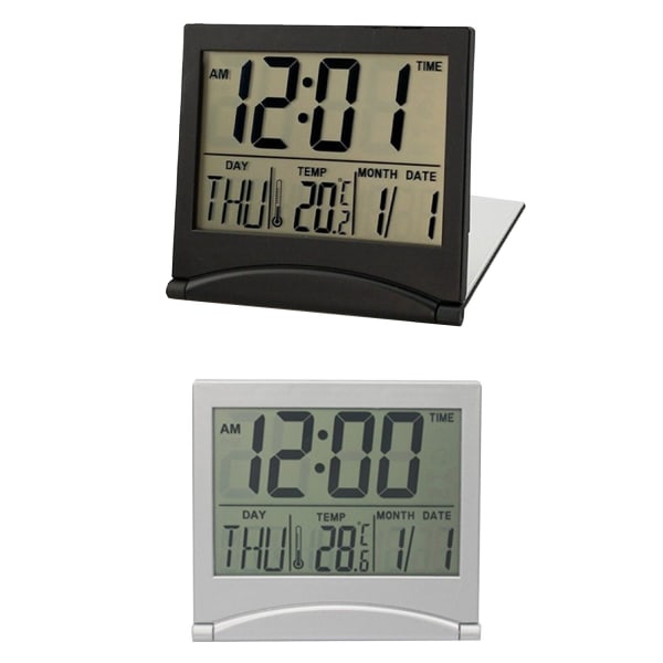Foldable Digital Alarm Clock with Temperature Sensor and Timer Setting