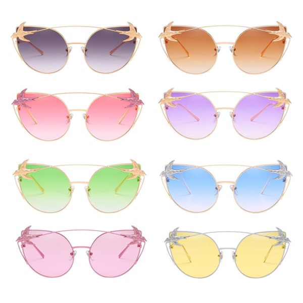 Women Cat Eye Steel Frame Sunglasses Eyeglasses Twin-Beams Eyewear UV400 Glasses