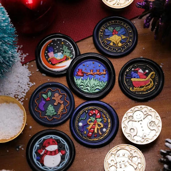 Christmas Sealing Wax Stamp Head Brass Lacquer Seal Heads Santa Claus DIY Holiday Birthday Gift Packaging Envelope Greeting Card