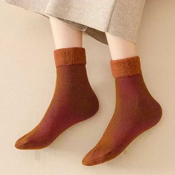 5 Pairs Women Winter Socks Warm Thicken Thermal Snow Boots Floor Socks Soft Velvet Cashmere Sock Sleep Solid Color Home