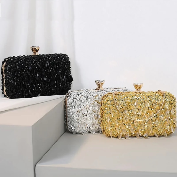 2023 New Women's Evening Bags Fashion Luxury Sequin Beaded Banquet Handbags Clutches Ladies Chain Small Shoulder Bag Purses