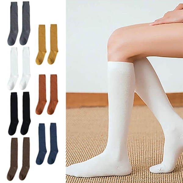 Women's Cotton Knee High Socks Casual Solid Knit Knee Socks Mutiplecolors Socks
