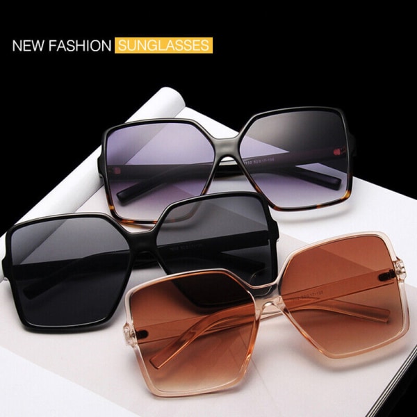 Oversized Square Flat Top Sunglasses Large Black Women Ladies Big Frame UV400 UK