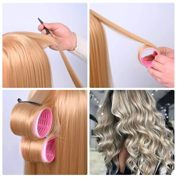 Self Grip Hair Rollers 6Pcs Hair Volume Curler Set No Heat Salon Hairdressing Heatless Curling DIY Hairstyle Tool for Women Girl