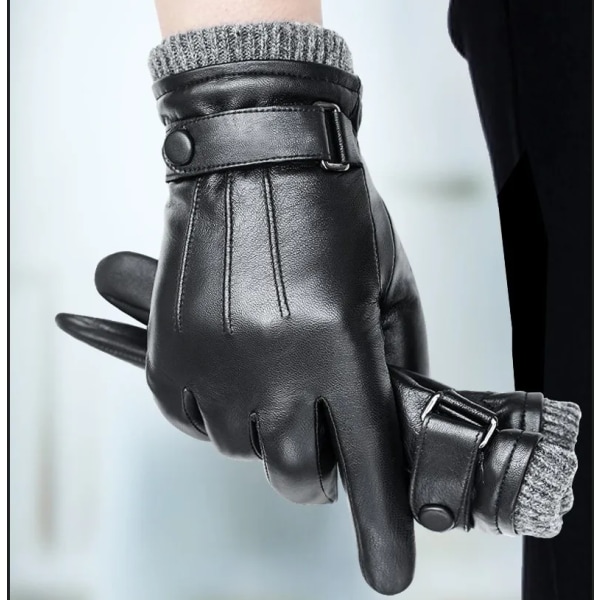 Luxury Genuine Leather Gloves Men Driving Riding Moto Winter Warm Goat Skin Soft Black Touch Screen Gloves