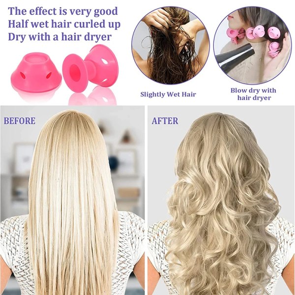 20Pcs Bell Hair Rollers No Heat Soft Hair Curlers Heatless Curls Silicone Curlers Without Heat DIY Hair Styling Tools