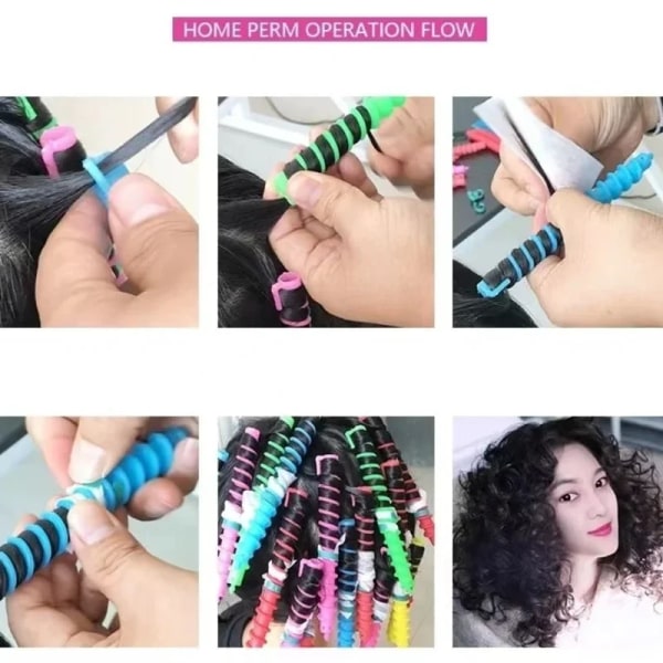 22pcs Spiral Plastic  Perm Stick Women Magic Curly Hair Roller Cold Perm Bar Hair Curler Barber Professional Hairdressing Tool