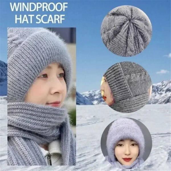 Winter Knitted Skullies Hat Scarf Set Cold Proof Ear Protection Scarf Warm Girls Beanies Cycling Windproof Ladies Outdoor Caps