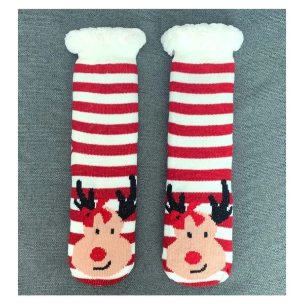Christmas Gift Slipper Socks Women Thermal Winter Warm Plush Non slip Grip Sleeping Floor Short Sock Fuzzy Fluffy Female Cartoon