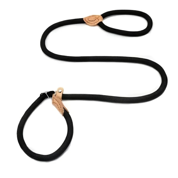 Small Dog Rope Sliding Traction Control Without Pull Loop Belt, Durable Leather Joint and Adjustable Metal Buckle P-shaped