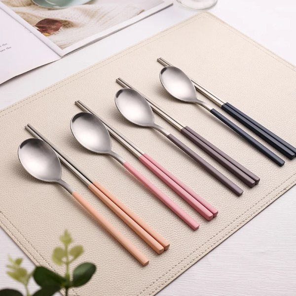 Tableware Set Stainelss Steel Cutlery Set Korean Spoons Chopsticks Dinner Set Kitchenware Dinnerware Set Spoon Cutlery Set