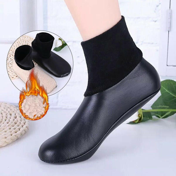 Unisex Winter Warm Leather Thermal Boot Slipper Indoor House Soft Non-Slip Socks