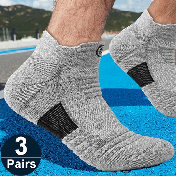 3 Pairs Men's Basketball Socks Thickened Towel Bottom Professional Running Cycling Sports Socks Black White Short Ankle Socks