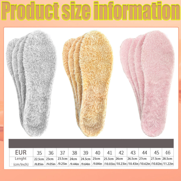2 Pairs Winter Inserts Warming Plush Wool Soles Thick Extra Insoles-