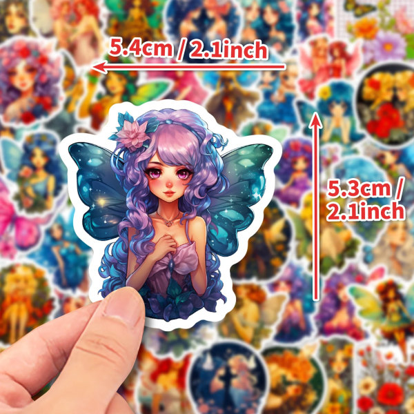 50pcs Cute Butterfly Fairy Cartoon Stickers Pack for Kids Scrapbooking Diary Helmet Skateboard Wall Decoration Sticker Decals