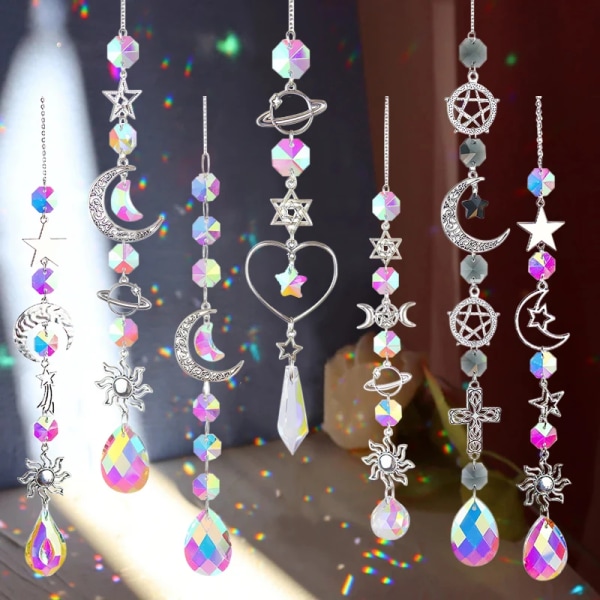 Crystals Wind Chime Prism Sun Catchers Handmade Jewellery Garden Hanging Pendant Rainbow Chaser Ornament Window Garden Decor