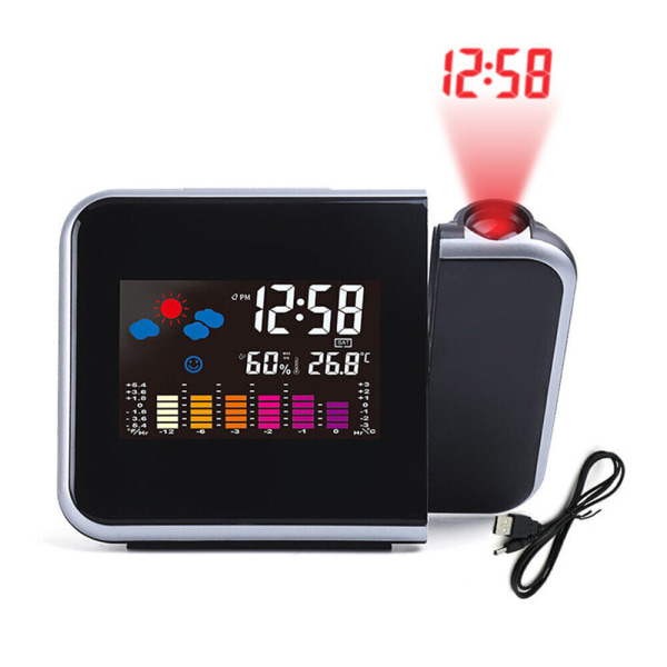 Smart Alarm Clock Digital LED Projector Temperature Time Projection LCD Display
