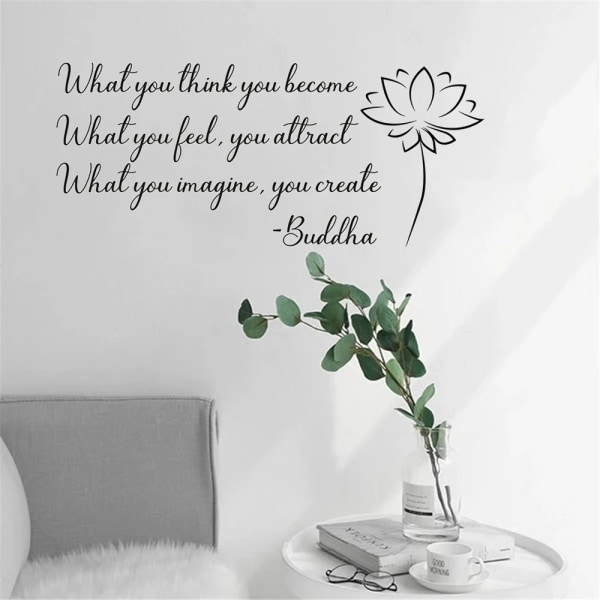 Buddha Quotes Wall Sticker Lotus Flowers Vinyl Art Home Decoration For Living Room Bedroom Removable Murals Wallpaper