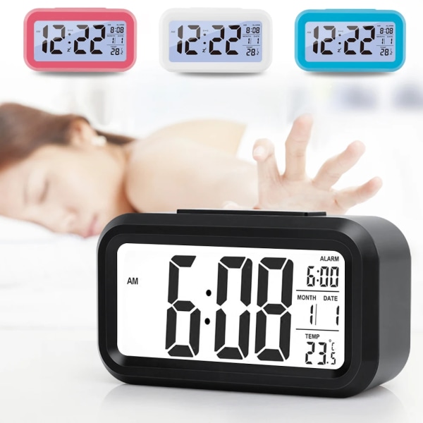 LCD Digital Alarm Clock Large Screen LCD Clock Digital Mute Luminous Portable Digital Desk Alarm Clock for Home Office