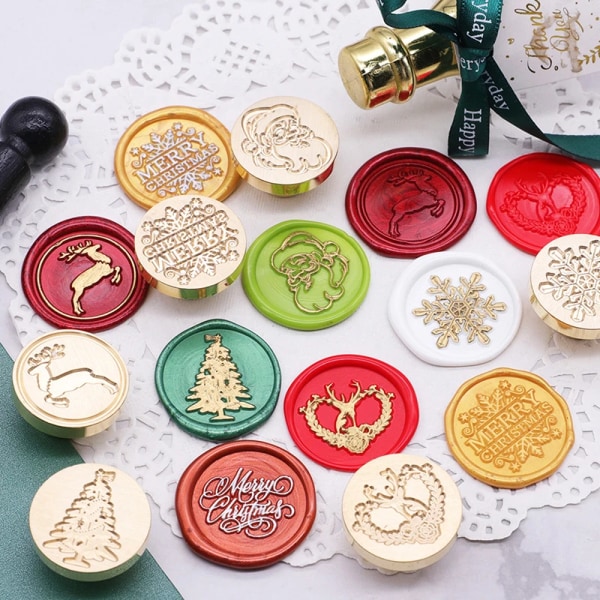 Wax Seal Christmas Theme Cameo Wax Sealing Head Fire Lacquer Stamp Copper Head For Scrapbooking Envelope Wedding Invitations