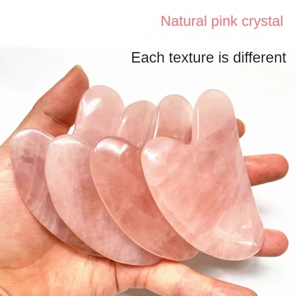 Natural Rose Quartz GuaSha Board Pink Jade Stone Body Facial Eye Scraping Plate Acupuncture Massage Relaxation Health Care