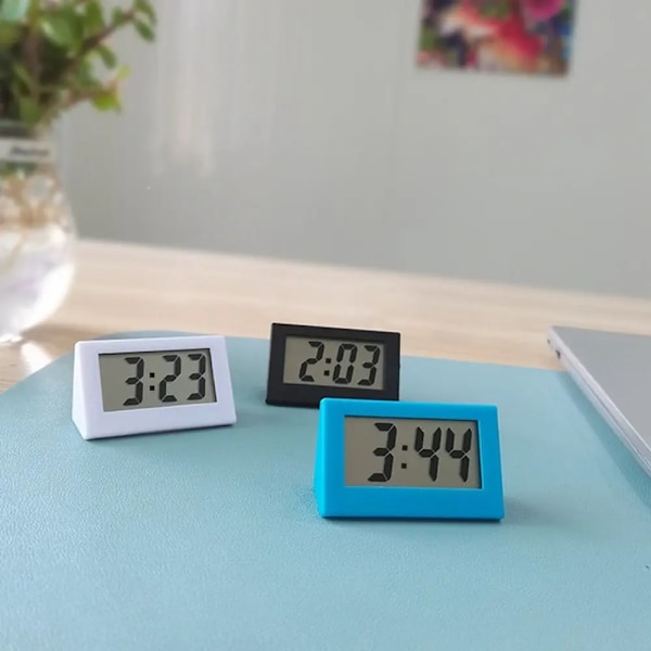Mini Small Digital Car Desk Clock Meter Mini Digital LCD Display Travel Electronic Clock Home Office Desk Clock