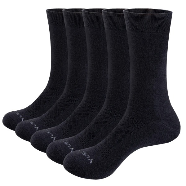YUEDGE 5 Pairs Men Breathable Comfortable Combed Cotton Business Loose Fitting Plain Dress Summer Thin Lightweight Socks 37-46