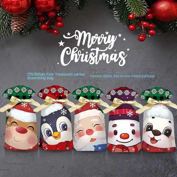 50PCS Christmas Candy Bag Santa Gift   Decoration for Home Noel Present   Wrap Holders New Year