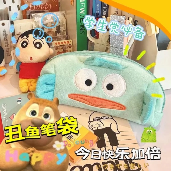 Kawaii New Sanrio Hangyodon High Capacity Pencil Case Student Stationery Box Cute Plush Cartoon School Supplies Storage Bag