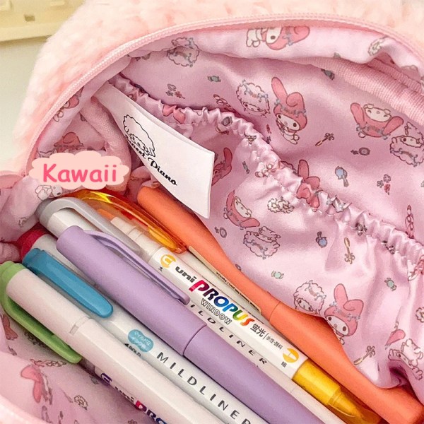 Kawaii Pencil Case Back To School for Girls Pen Pouch Cute Plush Cosmetic Bag Large Capacity Student Supplies Stationery Box