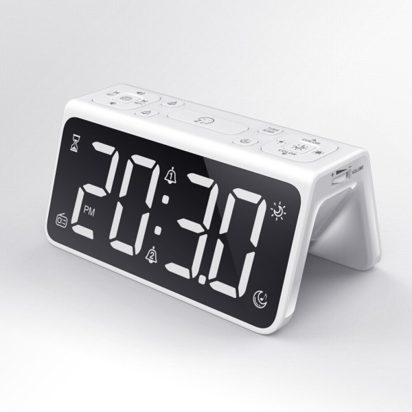 6.5Inch LED Display Digital Alarm Clock for Bedrooms with FM Radio & Nap Timer