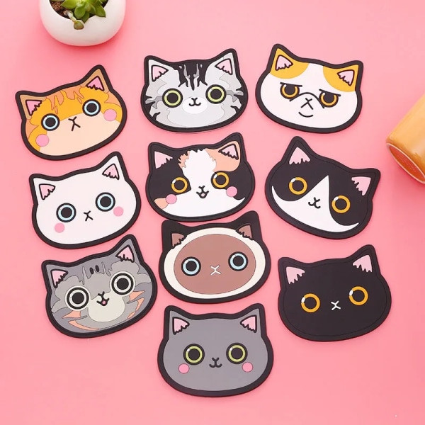 Kawaii Cartoon Cat Animal Tea Mat Cup Holder Mat Coffee Drinks Drink Silicon Coaster Hot Drink Stand Kitchen Insulated Pad