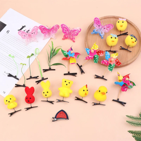 8pcs  Cartoon Little Yellow Duck Hairpin Spring Hair Accessories Headdress Children Gift Funny Christmas Decoration