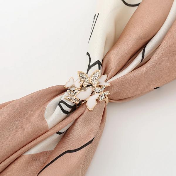 Pearl Brooches Fastener Silk Scarf Simple Crystal Brooches Shawl Ring Hijab Clip Scarves Buckle Muslim Clothing Accessories 2023