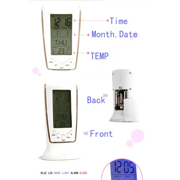 Creative Gifts Mini Small Alarm Clock LED Luminous Music Alarm Mute Lazy Electronic Clock with Temperature Alarm Clock