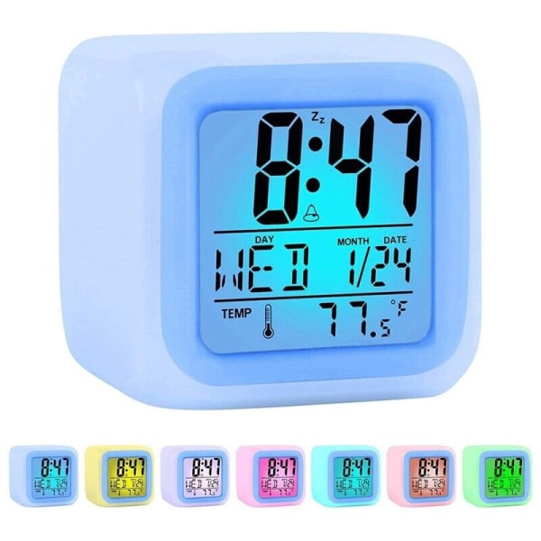 All,Small Desk Bedside Clocks,Display Time/Date LED Night Light with Snooze A5U6