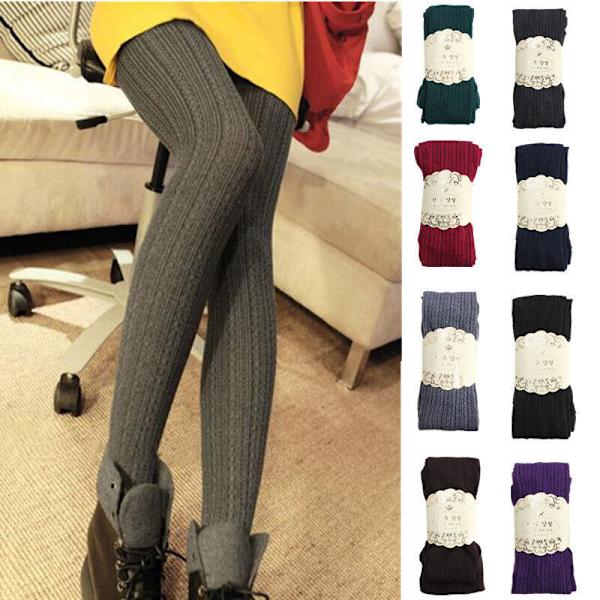 Knit Sweater Tights Stretch Stockings Thickened Pantyhose Autumn Winter Warm New