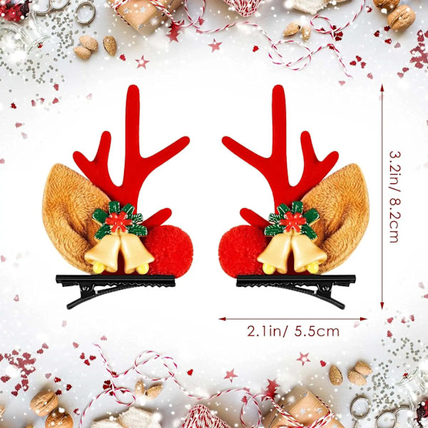 Christmas Elk Horn Hair Clip  for Women Girls Delicate Santa Bell Deer Snowman Barrettes Xmas Party Holiday Hair Accessories