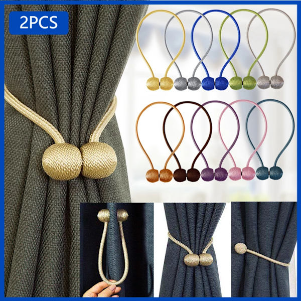 2PCS Magnetic Pearl Ball Curtain Buckles Tiebacks Backs Curtain Holdbacks Buckle Clips Rods Hook Home Decorative Accessories New