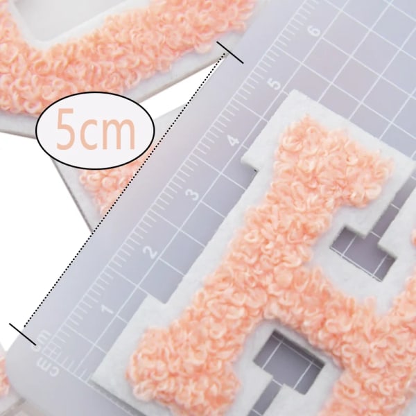 1 piece Pastel Pink Small Letter 2inch/5cm Chenille Patch Iron On Sticker DIY Clothings Light Pink towel Patches