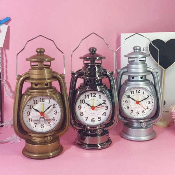 1Pc Retro Kerosene Light Alarm Clock Vintage Alarm Clock Table Clock For Home