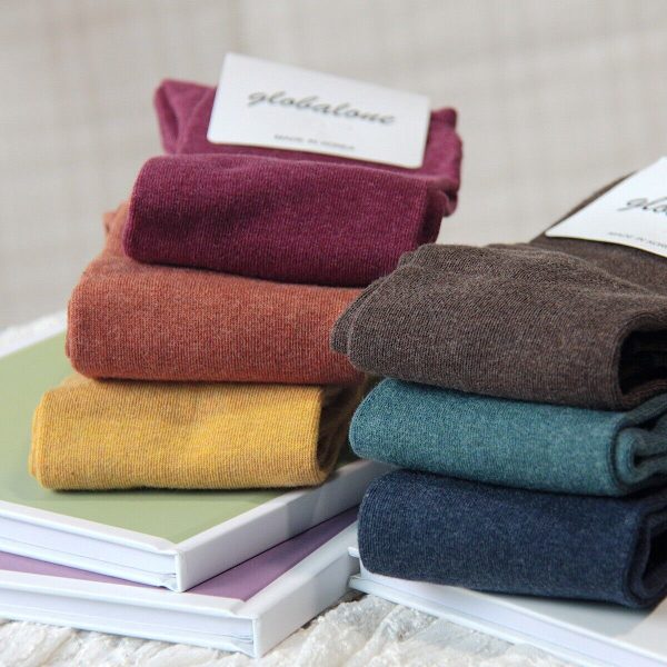 5 Pairs of women's winter cotton calf socks simple solid color stockings