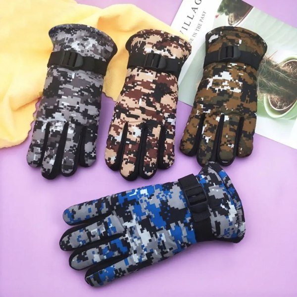 Kids Gloves Winter Fleece Warm Camouflage Gloves Children Fashion Boys And Girls Thick Ski Outdoor Mittens 7-13 Years Old