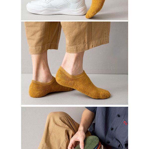 5 Pairs Men's Sports Low Top Anti-slip Towel Bottom Breathable Socks