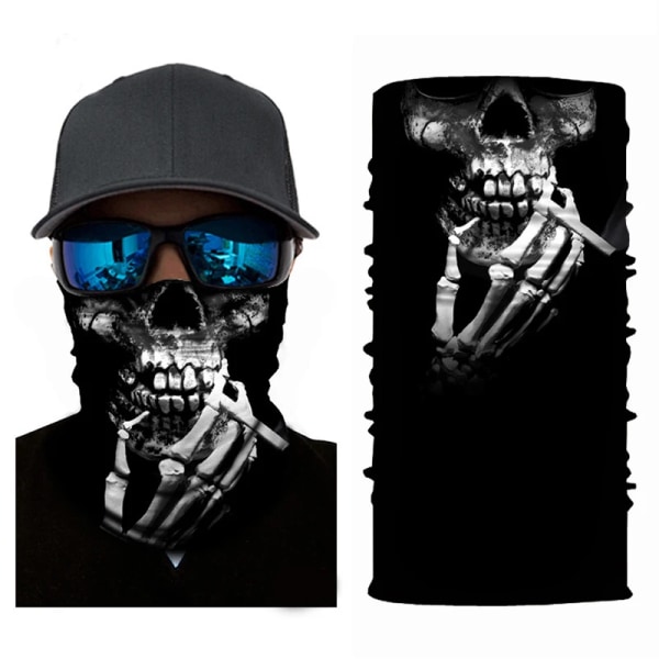 2pcs  Skull Print Bandana Outdoor Cycling Mountaineering Scarf Cycling Mask Breathable Face Scarf